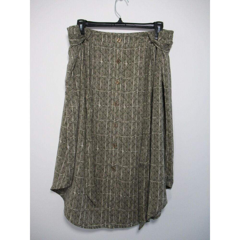 CATO Olive/Cream Button Front Skirt Elastic Waist Size 22/24 W